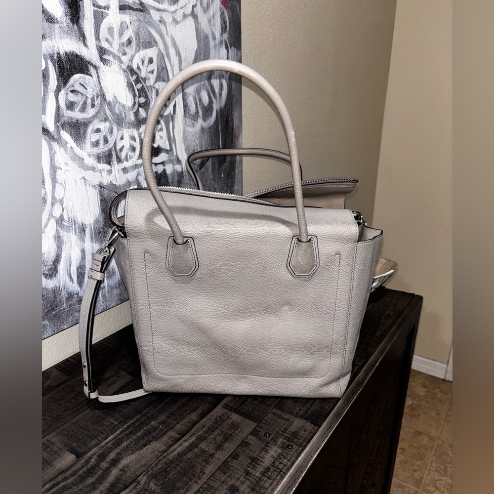 Michael Kors Mercer Satchel Tote Luggage Taupe Brown Large purse Bag Zipper​ - Picture 13 of 15